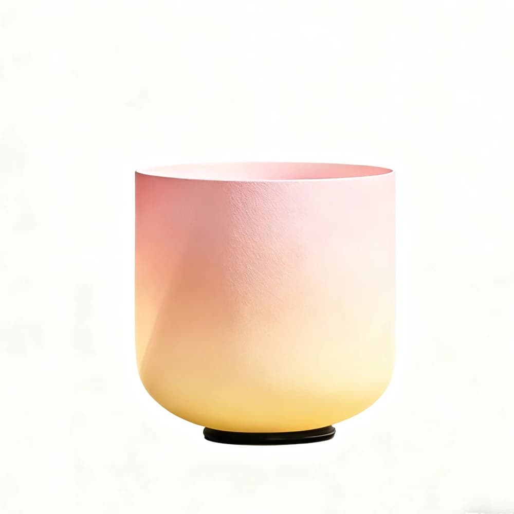 Hye-eun 7inch Pink&Orange Crystal Singing Bowl Meditation Musical Instruments Spiritual Mindfulness Sound Chakra Bowls
