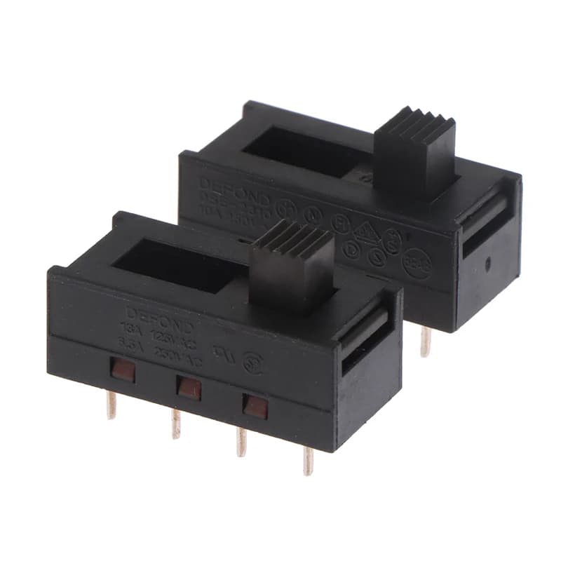 2 Pezzi DSE-2310 Perni Appuntiti 8 Piedi 3 Posizioni 10A250V Interruttore a Scorrimento in Alluminio Speciale Delicato Modulo Interruttore per Asciugacapelli