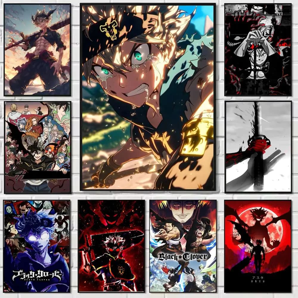Anime B-Black C-CloverS Painting Calligraphy Canvas Poster: Crease Free Waterproof Durable All Space Wall Decor