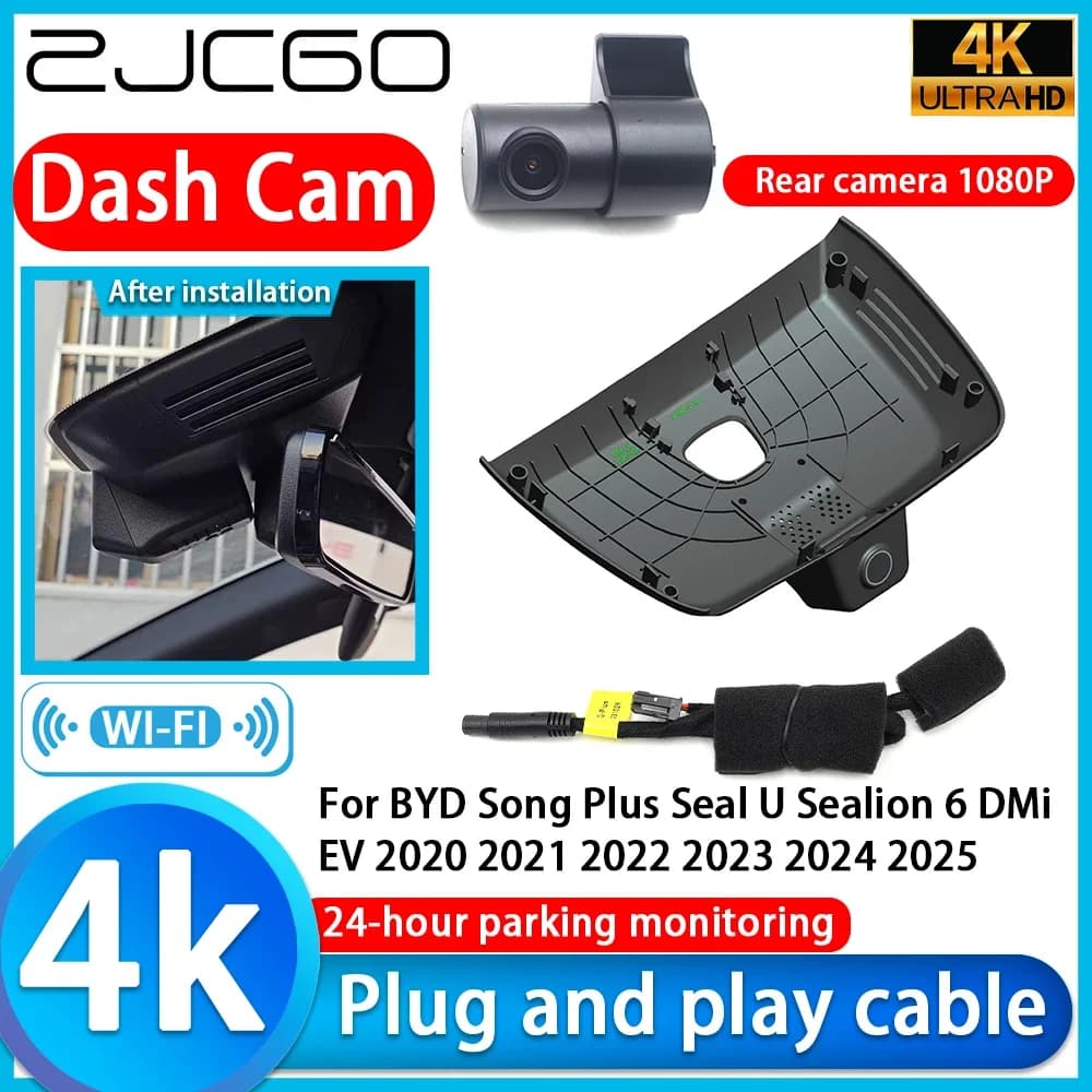 ZJCGO per BYD Song Plus Seal U Sealion 6 DMi EV 2020 2021 2022 2023 2024 2025 Registratore Video 4K UHD Plug and Play DVR Dash Cam