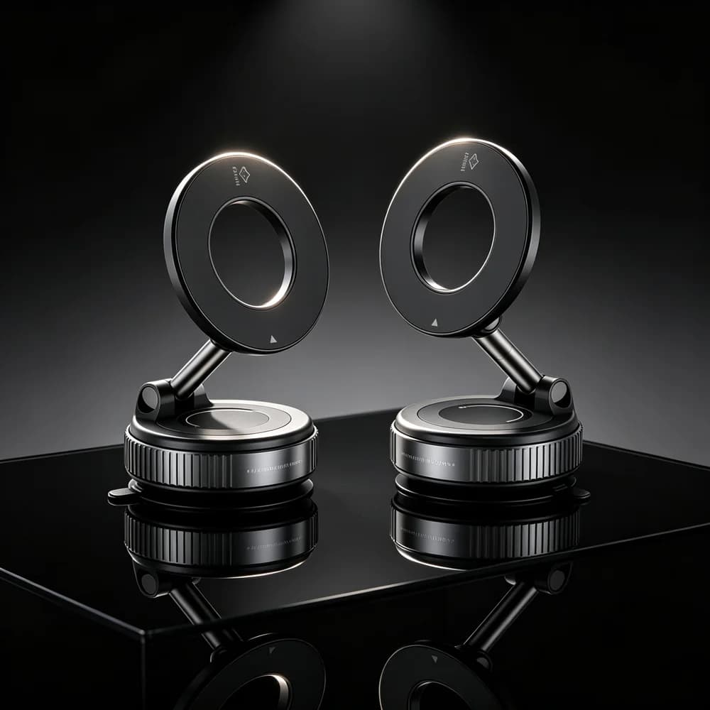Magnetic Vacuum Phone Holder Car Mount Vacuum Adsorption Car Phone Mount Foldable Car Navigation Holder for Gym Bath Shower