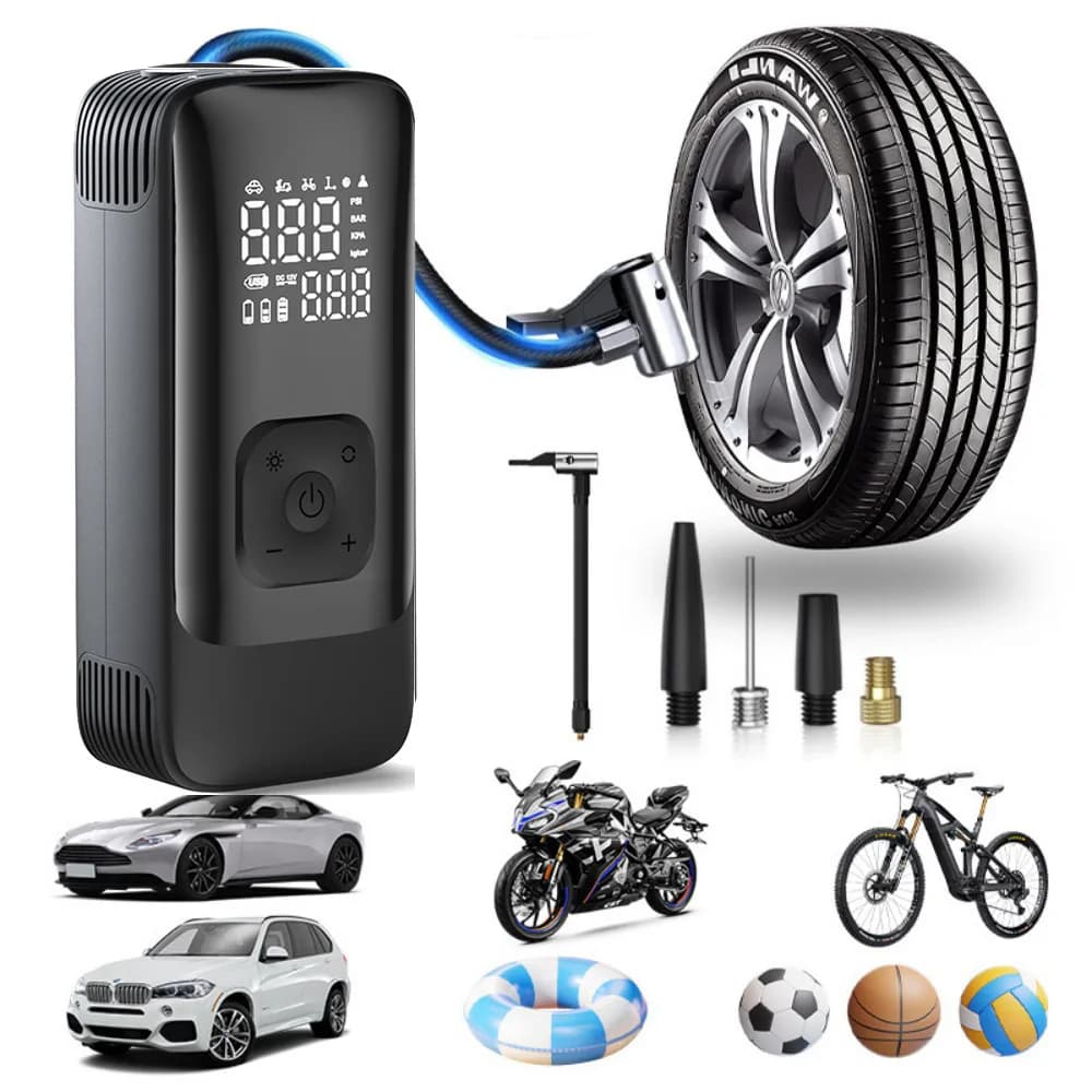 Yiju Pompa di gonfiaggio con display digitale wireless montata su auto Pompa di aria wireless portatile Gonfiatore per pneumatici per auto elettriche