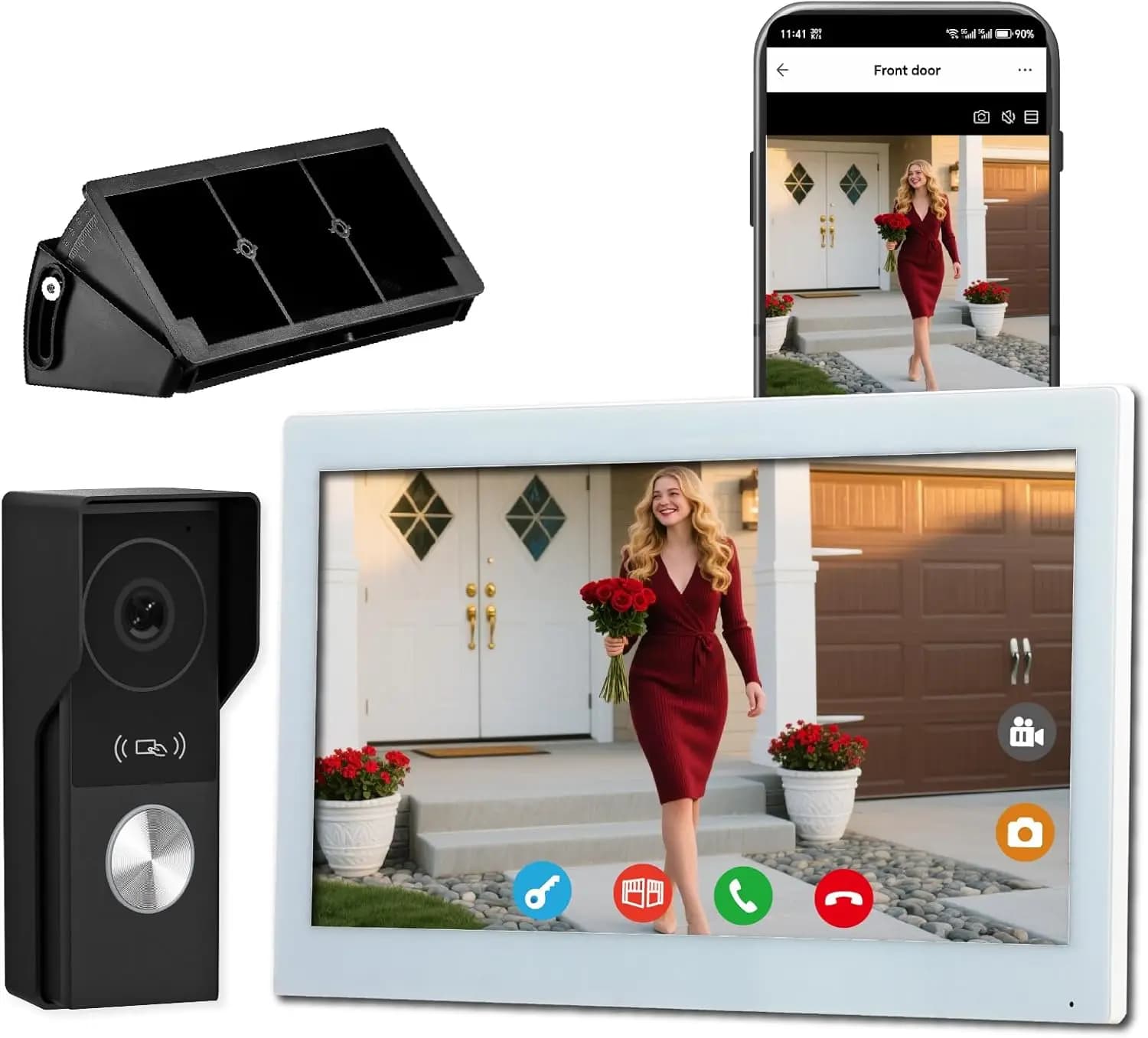 Videocitofono Intelligente con Schermo Touch da 10.1 Pollici, Visione Notturna 1080p, Controllo App Tuya, Funzione Conversazione e Sblocco