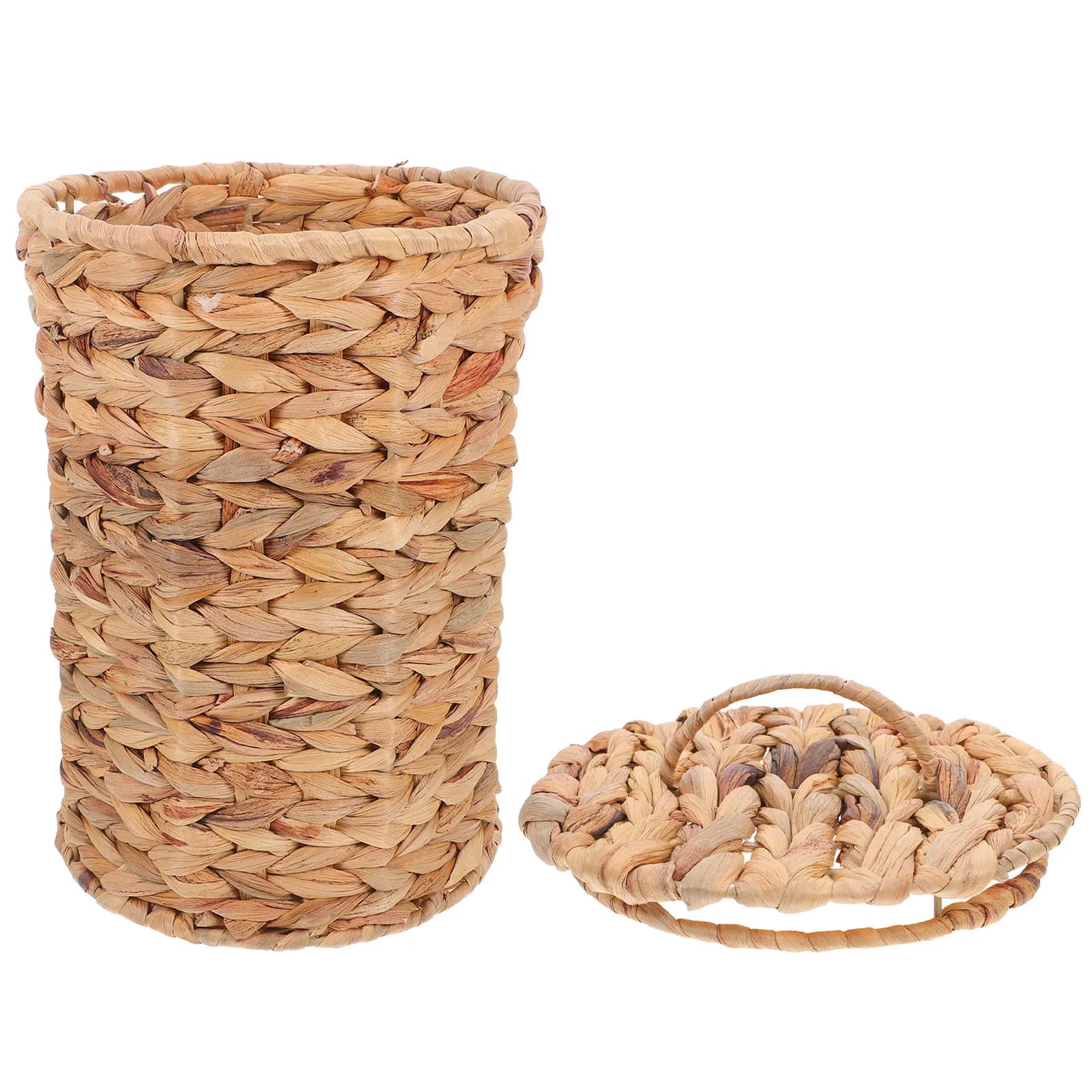 Cestino per Rifiuti in Rattan Intrecciato a Mano, Cesto Naturale Rustico Decorativo per Scrivania, Camera da Letto, Bagno, Ufficio, Piccolo Contenitore in Vimini Riutilizzabile