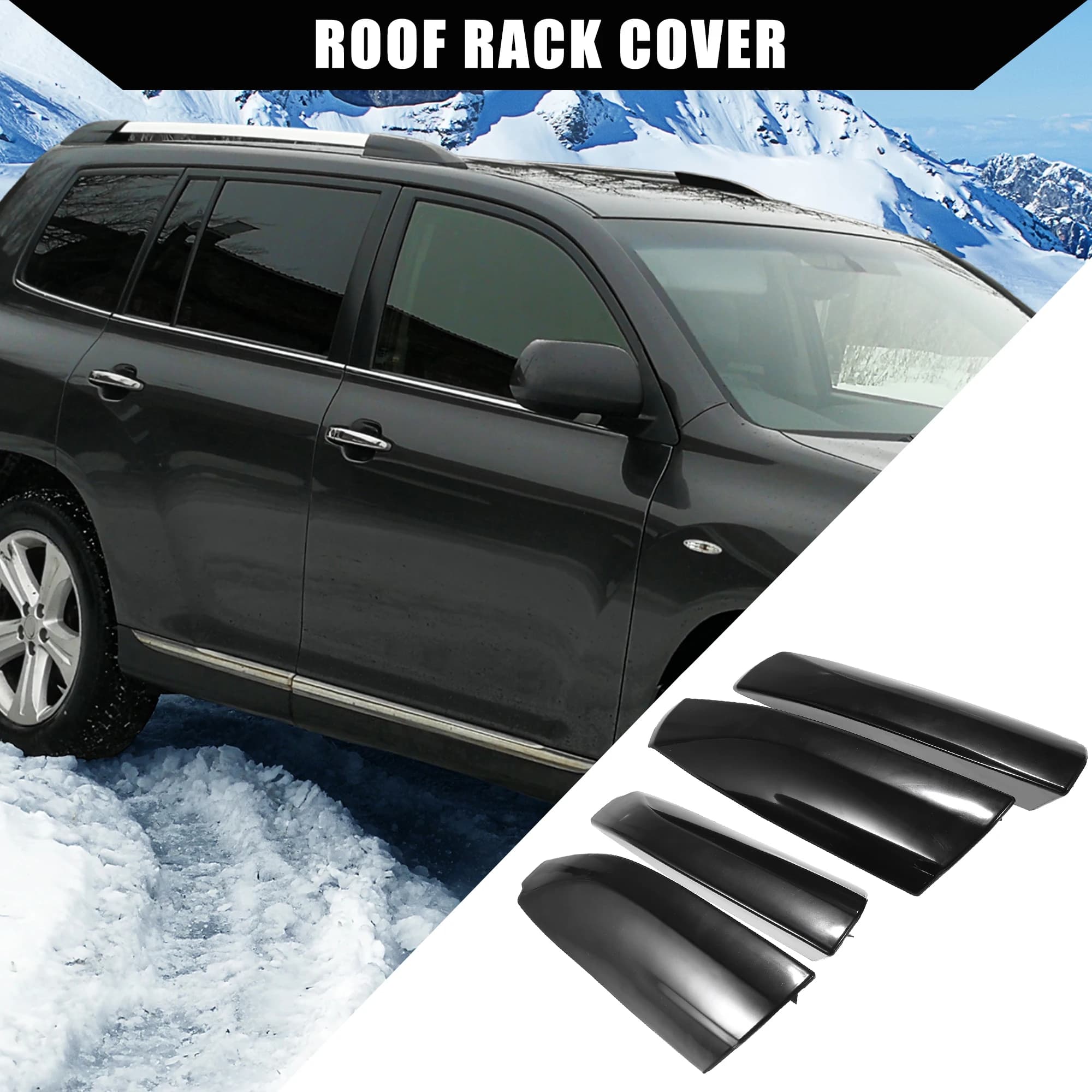 X Autohaux 4 pezzi superiore portapacchi rotaie tappo terminale copertura di protezione Shell per Toyota Highlander 2008 2009 2010 2011 2012 2013