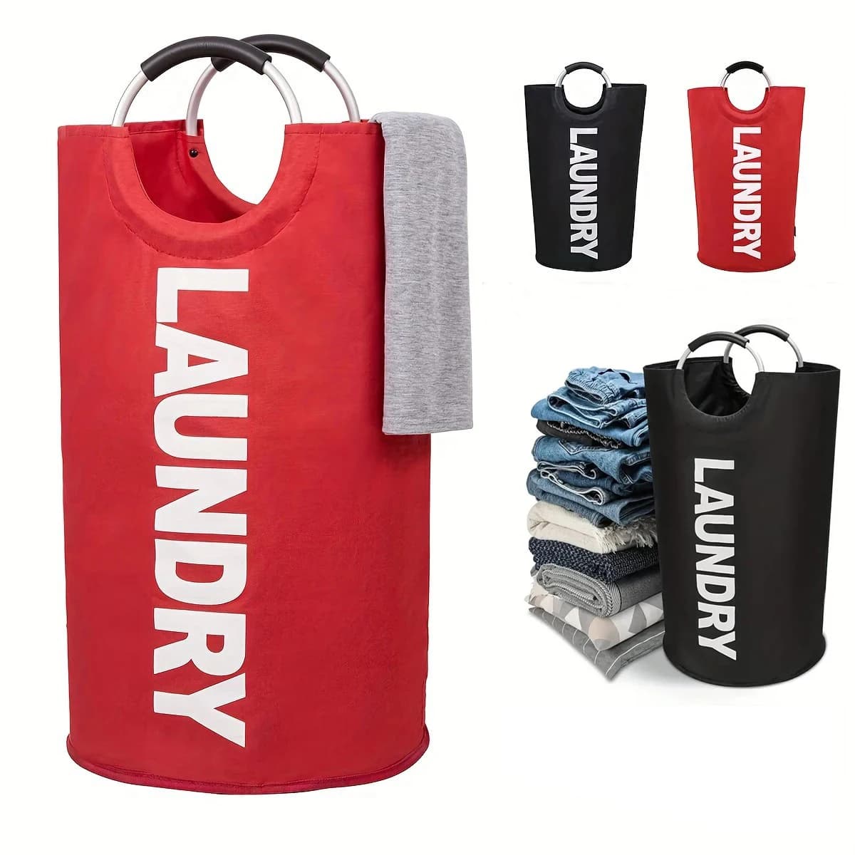 Cesto per Bucato Pieghevole da 90L, Grande Capacità, Borsa Portabiancheria Sporca per Bagno e Balcone, Cesto Multiuso per Giocattoli