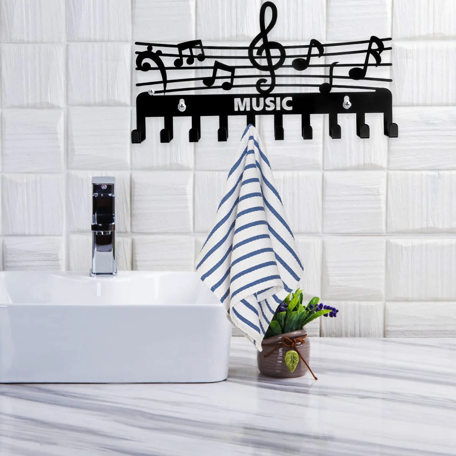 Stable Iron Wall Key Holder Rack Space Saving Coat Hanger for Keys Towels Hats Clothes Modern Wall Mounted Organizer