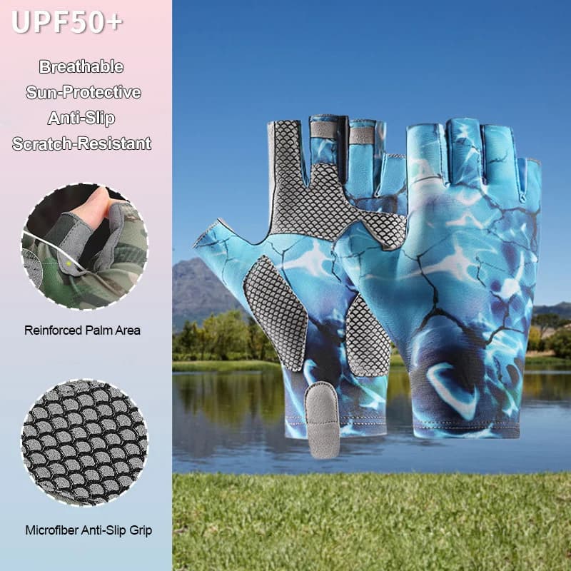 Men's Fishing Gloves, Mid-Sate, Solar Protection, Anti-slip, Breathable, Elastic, for Cycling, Nautical, Hiking, for Men and Women