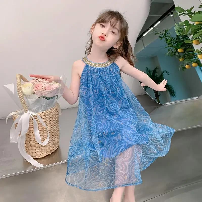 Abiti Estivi 2026 per Bambine in Chiffon, Tulle e Pizzo, Vestiti Formali da Principessa con Bretelle per Bambine 4 5 6 7 8 10 11 12 13 Anni
