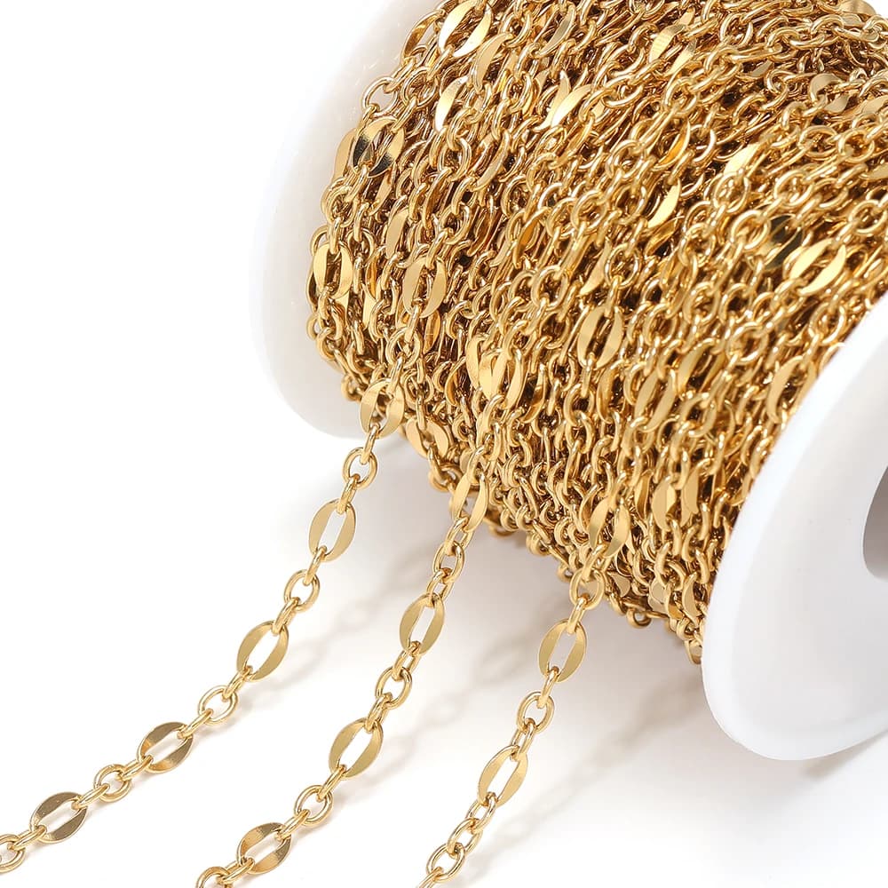 Catena a maglie O in acciaio inossidabile 3:1 da 1 metro per creazione fai da te di gioielli, orecchini, collane e bracciali