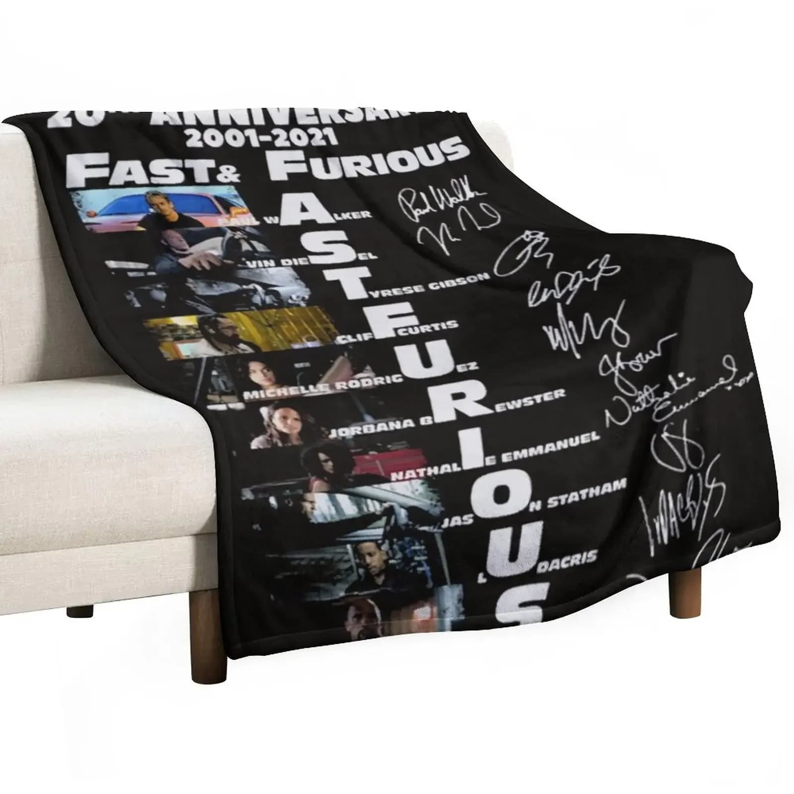 20th Anniversary 2001 2021 Fast Furious signs coperta classica per divano coperta