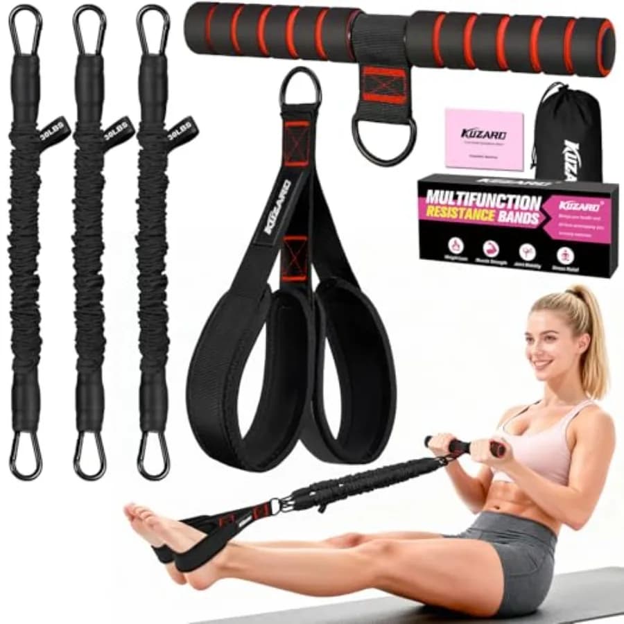 Fascia di resistenza multifunzione con maniglia per uso domestico, materiale TPE senza lattice, colore nero, resistenza regolabile a 3 tubi