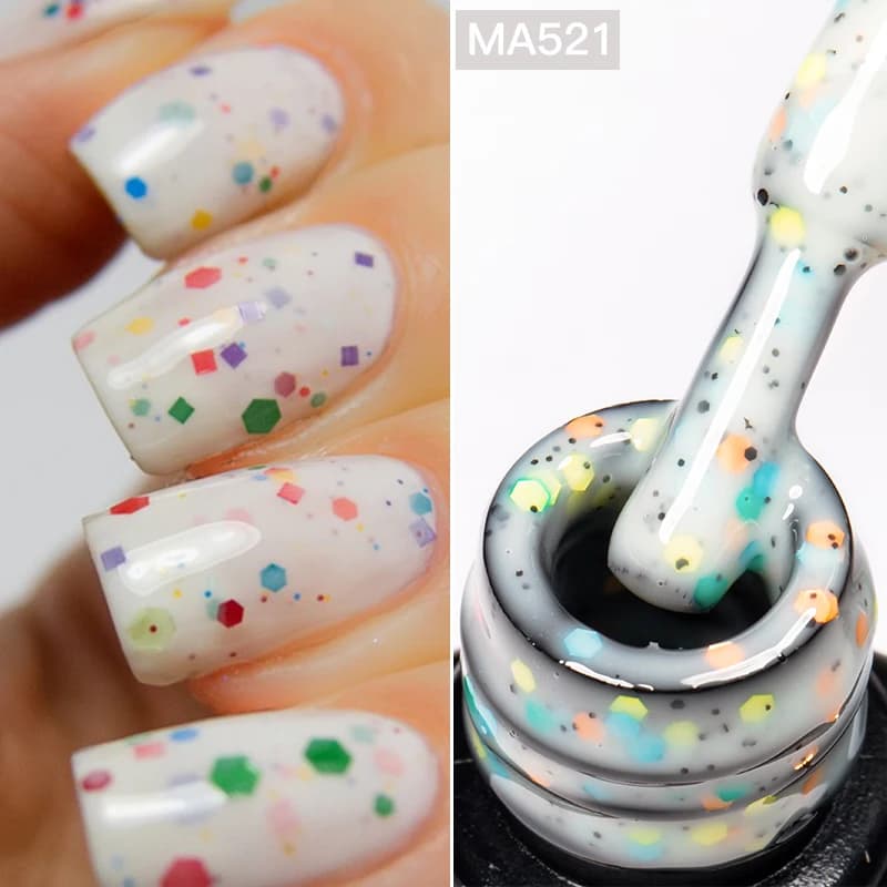 7ml Yogurt White Gel Nail Polish UV LED Glitter Nail Art Long-Lasting Soak Off DIY Manicure Salon Quality Shimmering Effect