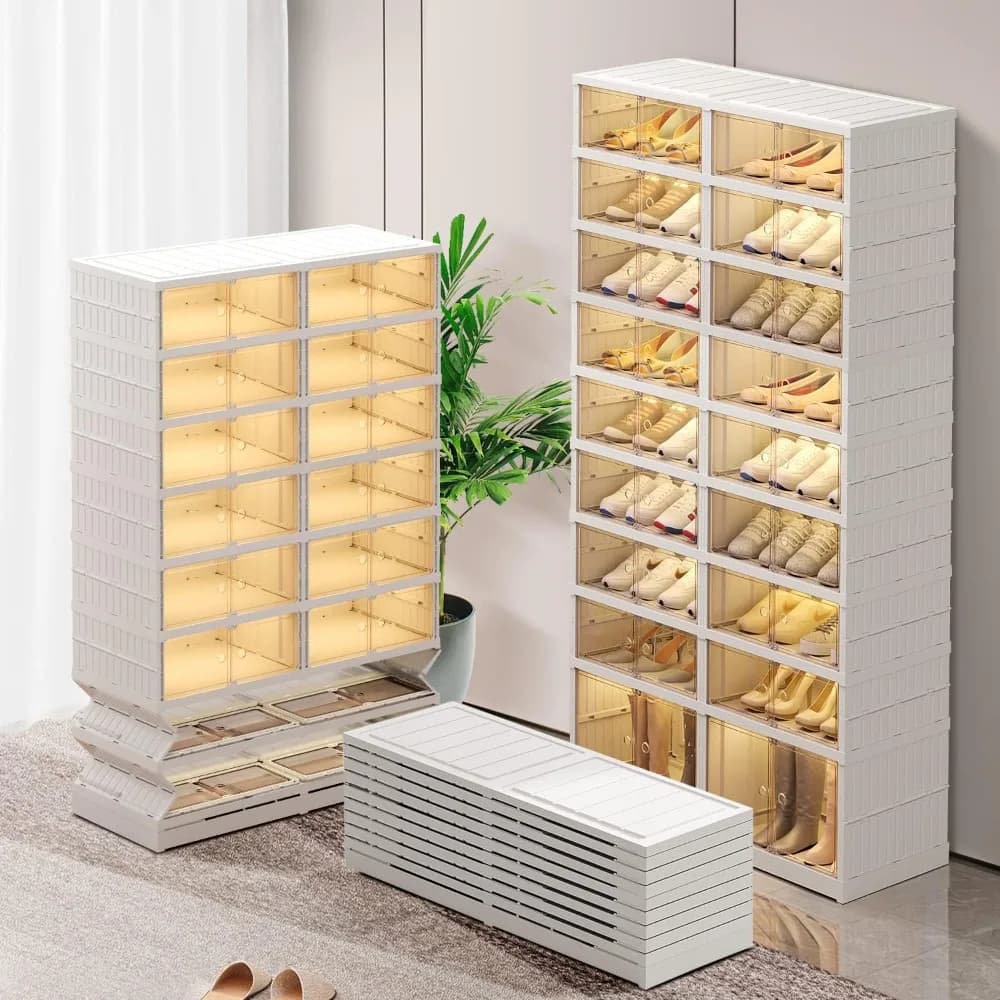 Organizzatore scarpiera pieghevole a 9 livelli per armadio, scarpiera pieghevole in plastica da 36 paia, grande scarpiera con anta,