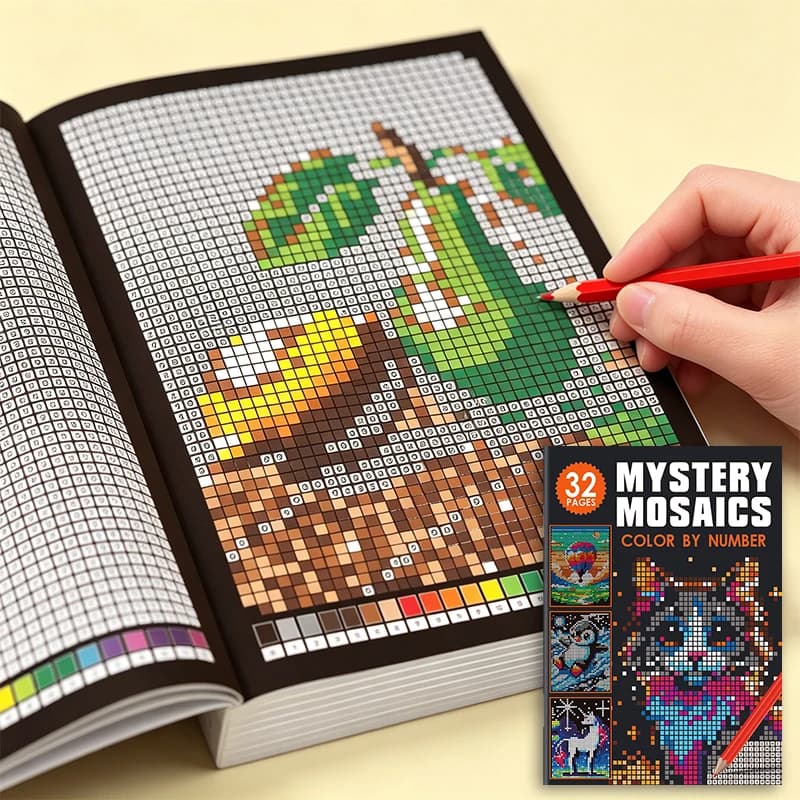 32-Page Digital Coloring Book for Adults, a Mysterious Mosaic Art Book with Pixel Art Coloring Pages and Hidden Images, a Relaxing and Stress-Relieving Activity Book, an Ideal Gift for Art Enthusiasts for Travel and Home Leisure, Aids in Mindfulness Practice, and Is the Perfect Gift for Birthdays and Holidays.