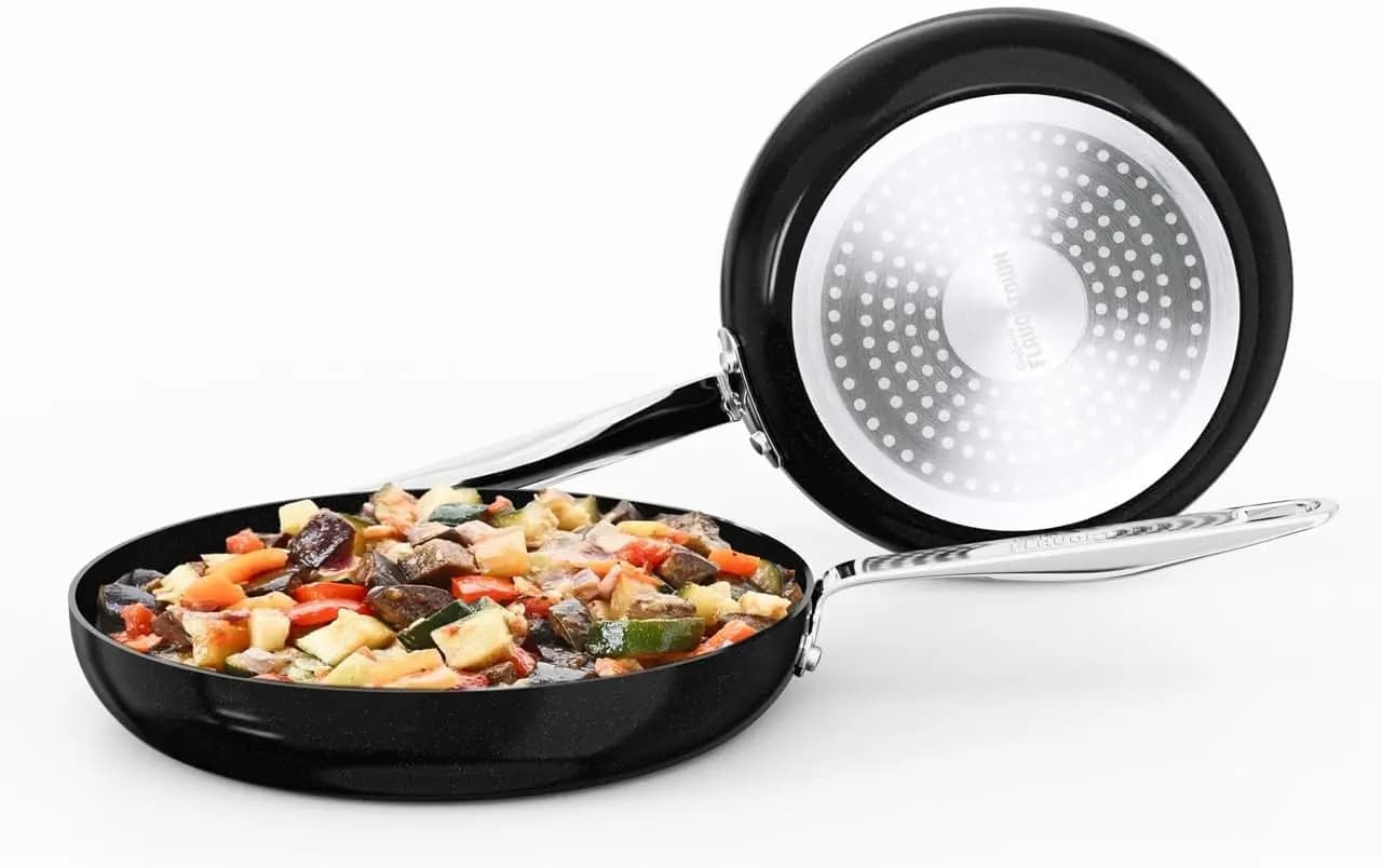 Set of 2-piece ceramic pots, set of 10 and 12 inch non-stick pans, easy to clean kitchen pots, made without PFAS PTFE P