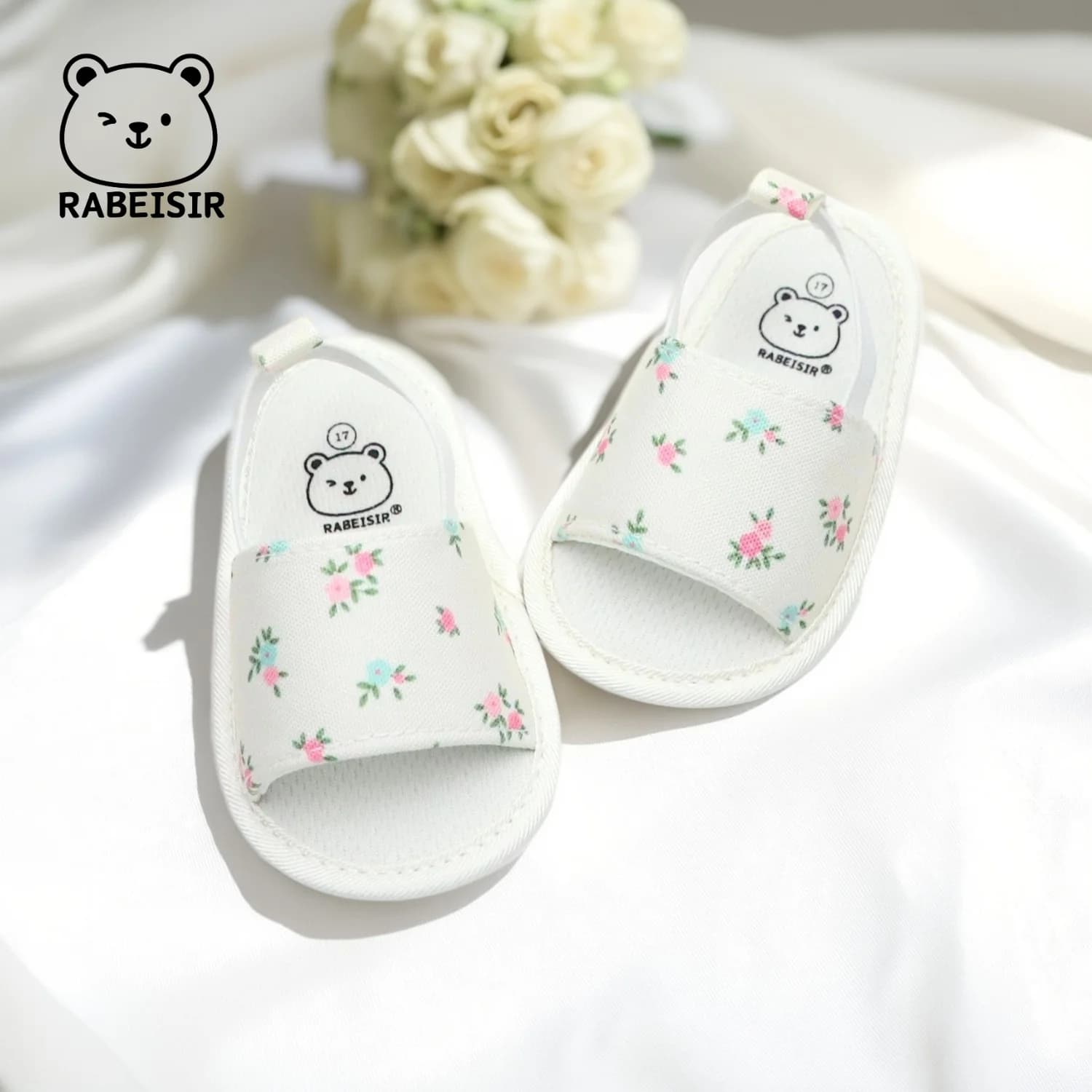 Spring and Summer Baby Girl Sandals 0-1 Years Old Baby Toddler Shoes Open-Toe Sandals Cloth Sole Non-Slip