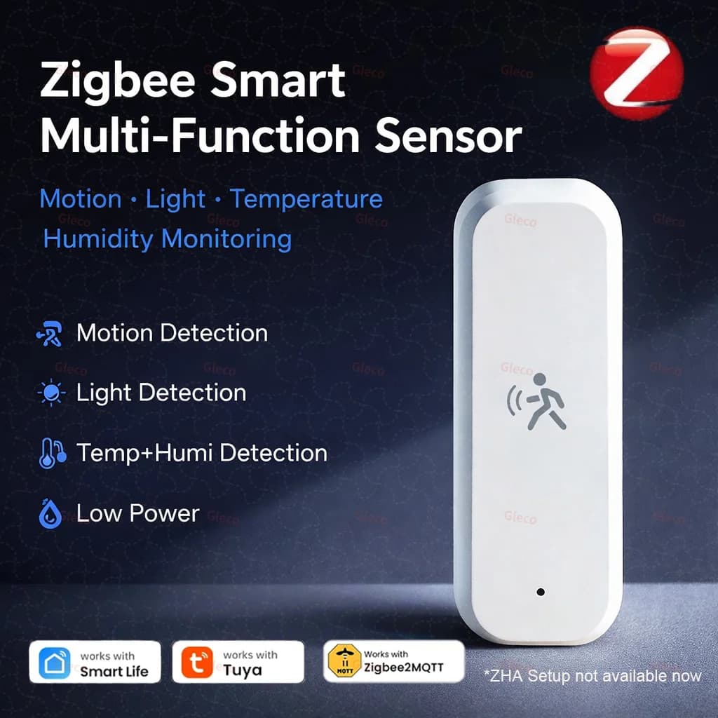 Zigbee 3.0 10G MmWave Sensore di movimento PIR umano con supporto per monitor di illuminamento umidità temperatura Tuya Smart Life Zigbee2MQT