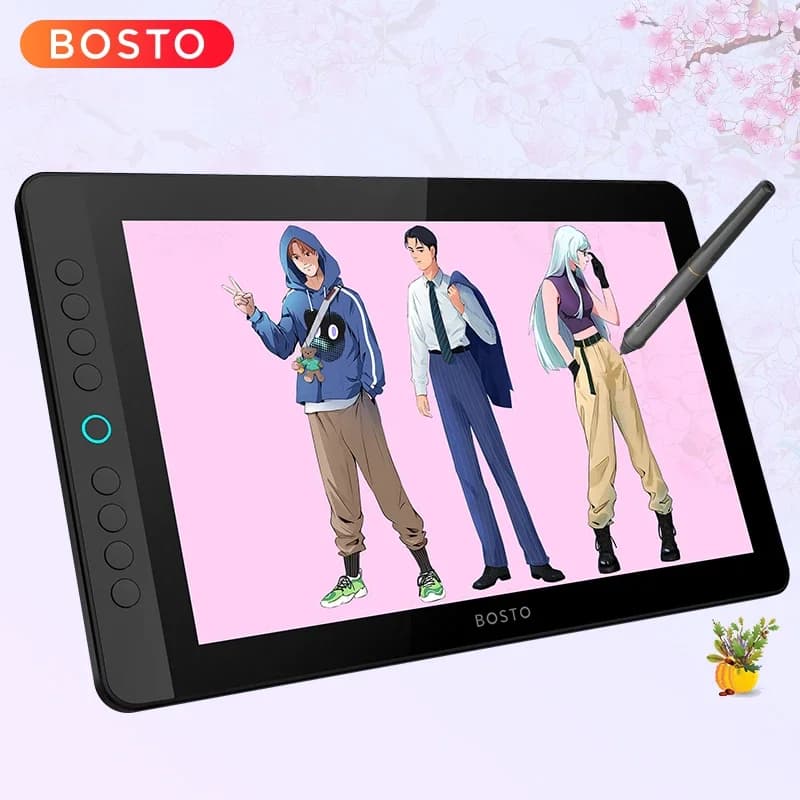 Bosto professionale 16834 livelli tablet 120% sRGB gamut penna da disegno realistica display disegno tavoletta grafica monitor touch screen