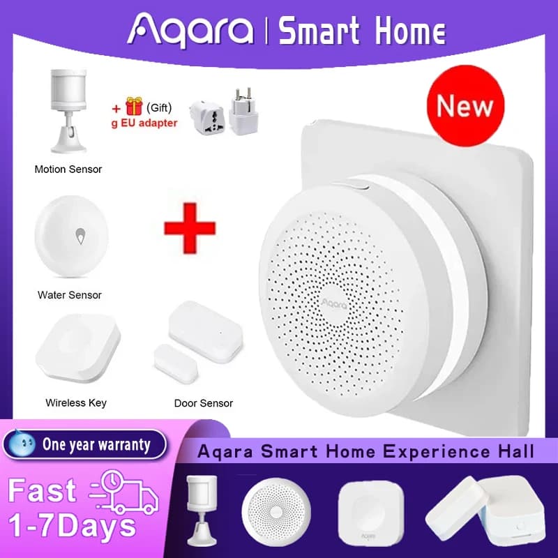 Aqara-Zigbee Smart Home Kit, Hub M1S, Sensore porta, Corpo umano, Interruttore wireless, Temperatura, Sensore acqua, Compatibile con Mijia