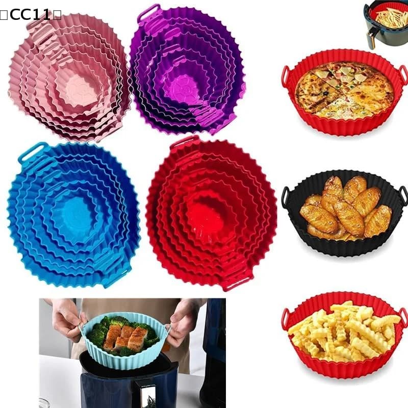 Silicone box for air fryer, basket coating, pan holder, grill pan, pizza spare baking tray, to cook stressCC11›