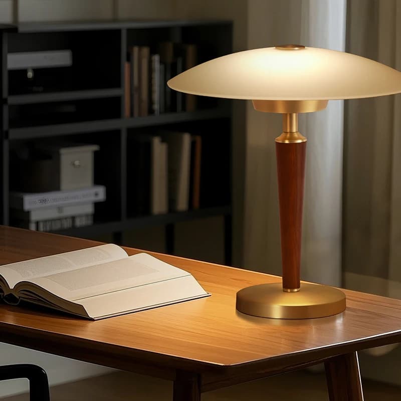 Aisilan Hotel Luxury Wood Glass Gold black nickel Bedside dimmable reading Desk Lamp Table Lamp