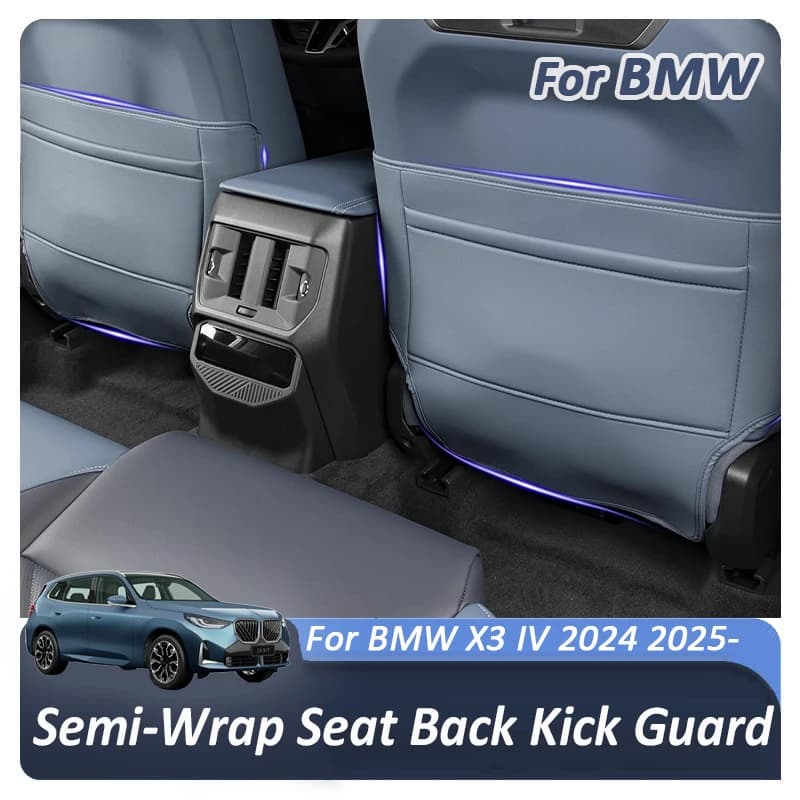 For BMW X3 IV 2024 2025 Car seat Skin backrest Kick Guard Semi Wrap Half skin cover Anti-scratch Protector Organizer