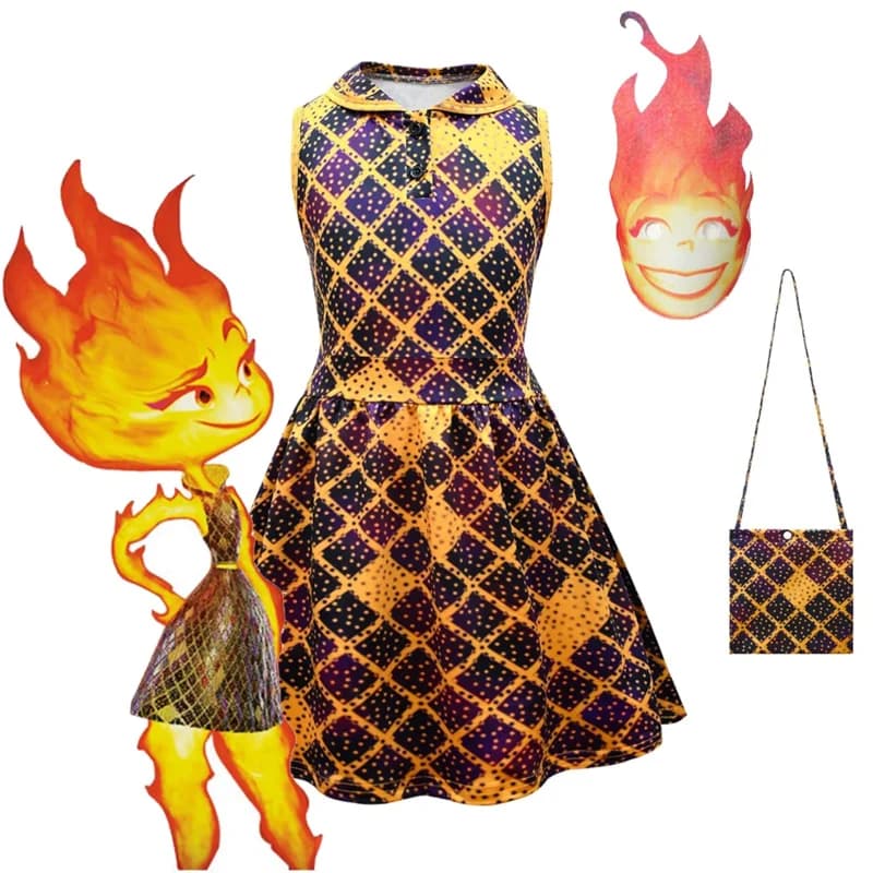Ragazze Ember Fire Wade Water Ruolo Cosplay Costumi di Halloween Party Cos Film animato Abito estivo con maschera