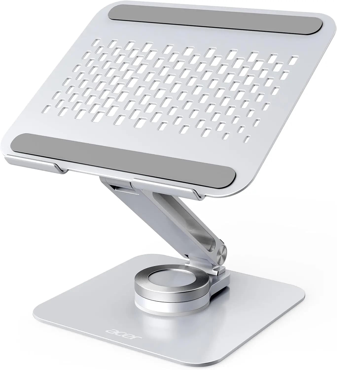 Supporto per laptop girevole a 360° con altezza regolabile, pieghevole e portatile per dispositivi da 10-16 pollici - Argento