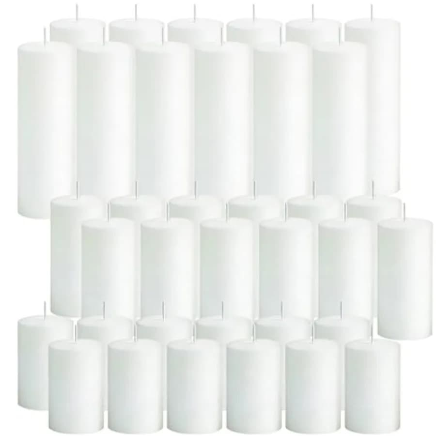 Set di Candele a Colonna in Confezione Convenienza, Candele Hurricane in Paraffina 2x3" 2x4" 2x6", Senza Profumo, Senza Gocciolamento, Senza Fumo, Lunga Durata per Feste