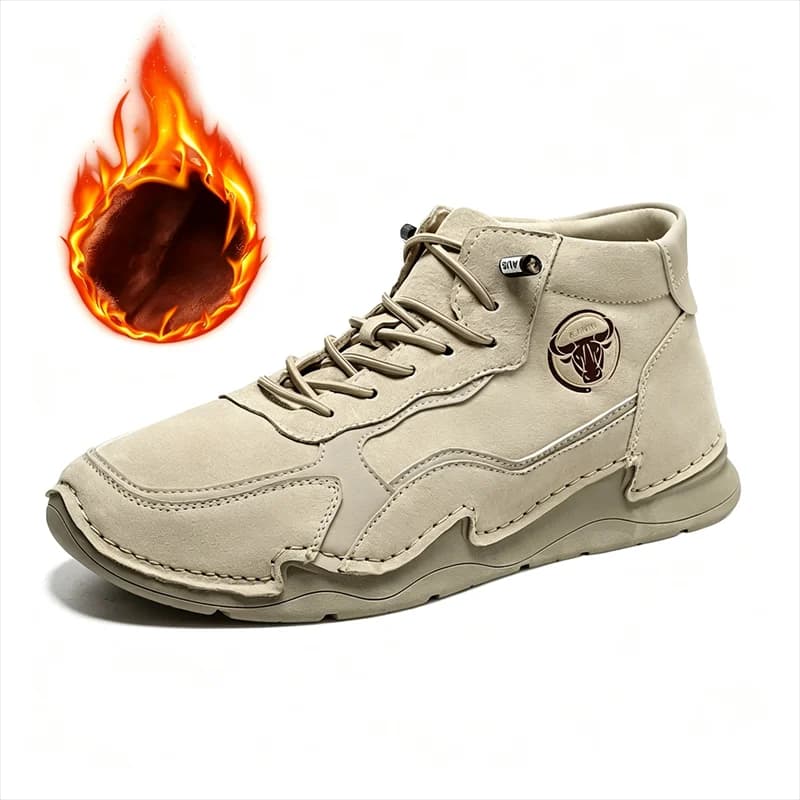 New Shoes for Men Genuine Leather Casual Shoes Outdoor Leisure Hiking Shoes Man Winter Plush Keep Warm Boots 38-46