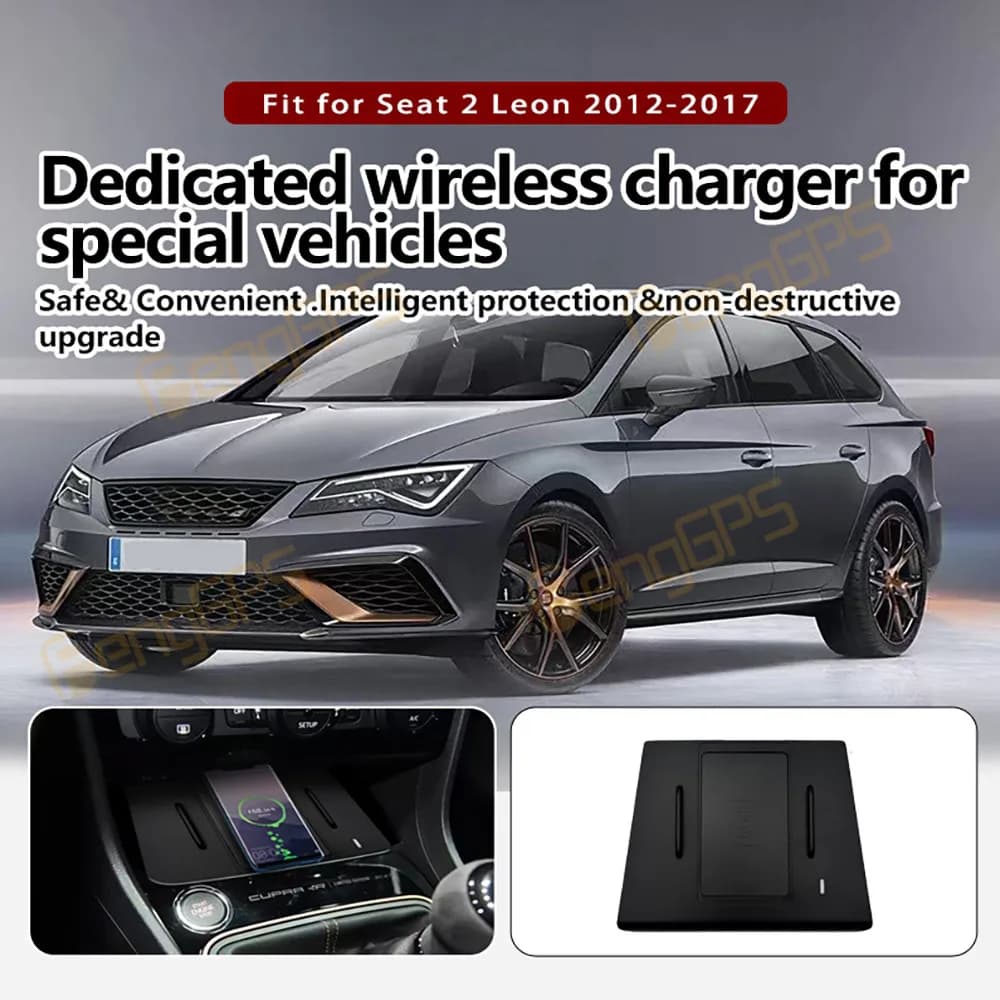 Caricatore wireless per auto dedicato Console centrale Pannello di ricarica rapido per telefono per Volkswagen Seat 2 Leon 2012-2017 Accessori interni