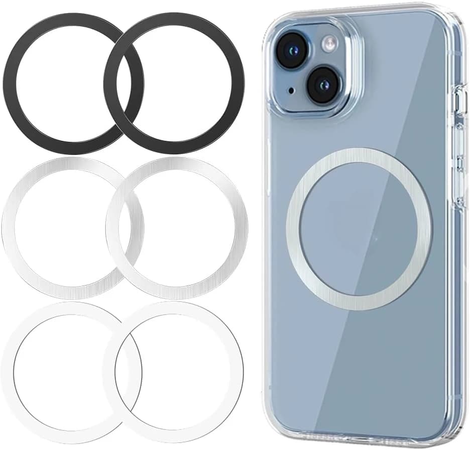 Anello Magnetico in Metallo, Convertitore Magnetico Universale, Compatibile con iPhone Samsung Android, Accessorio per Ricarica Wireless e Supporto Auto