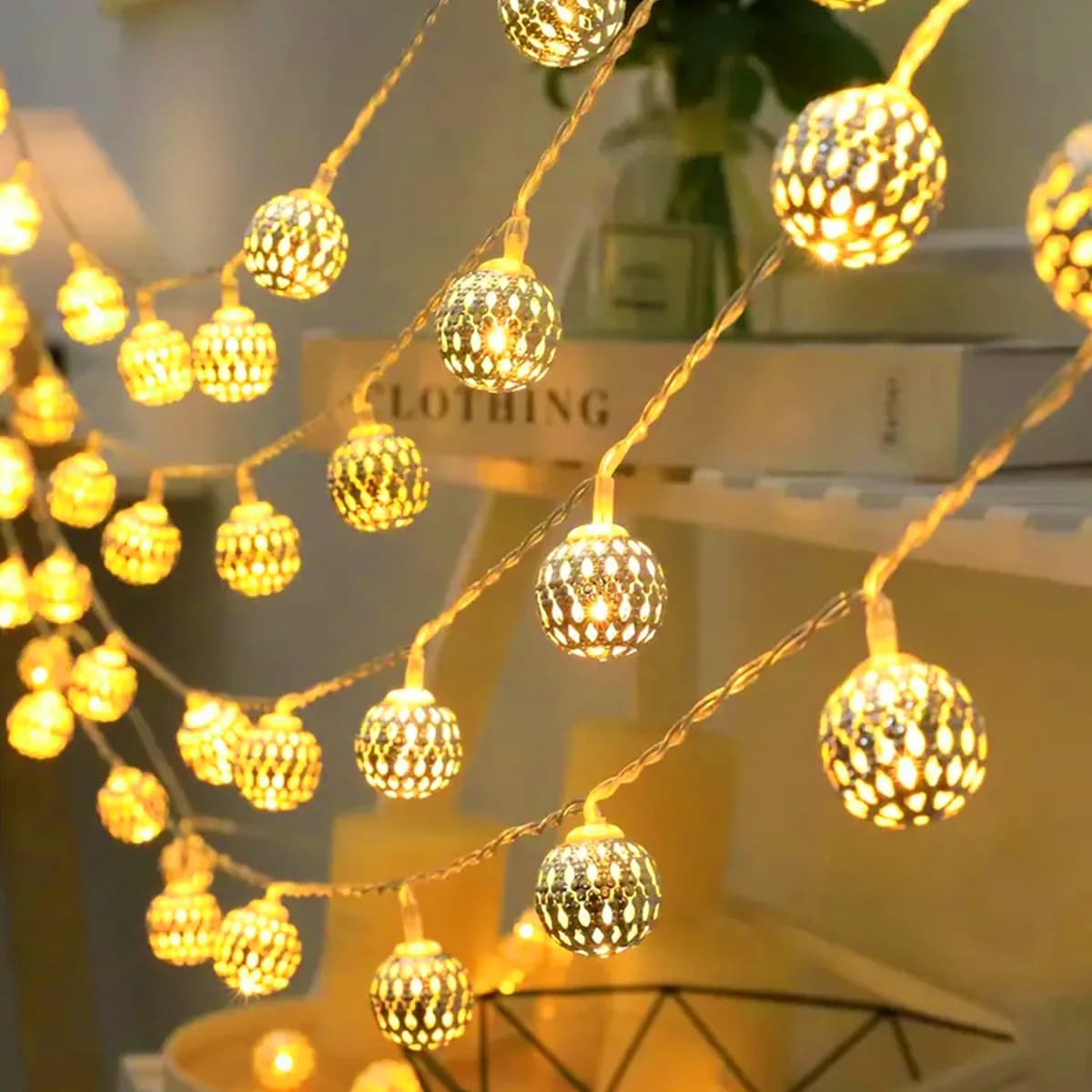 3M 20Led Light String batteria USB Power Hollow-out palline marocchine ghirlanda Fairy Lights lampada per decorazioni natalizie per feste di matrimonio
