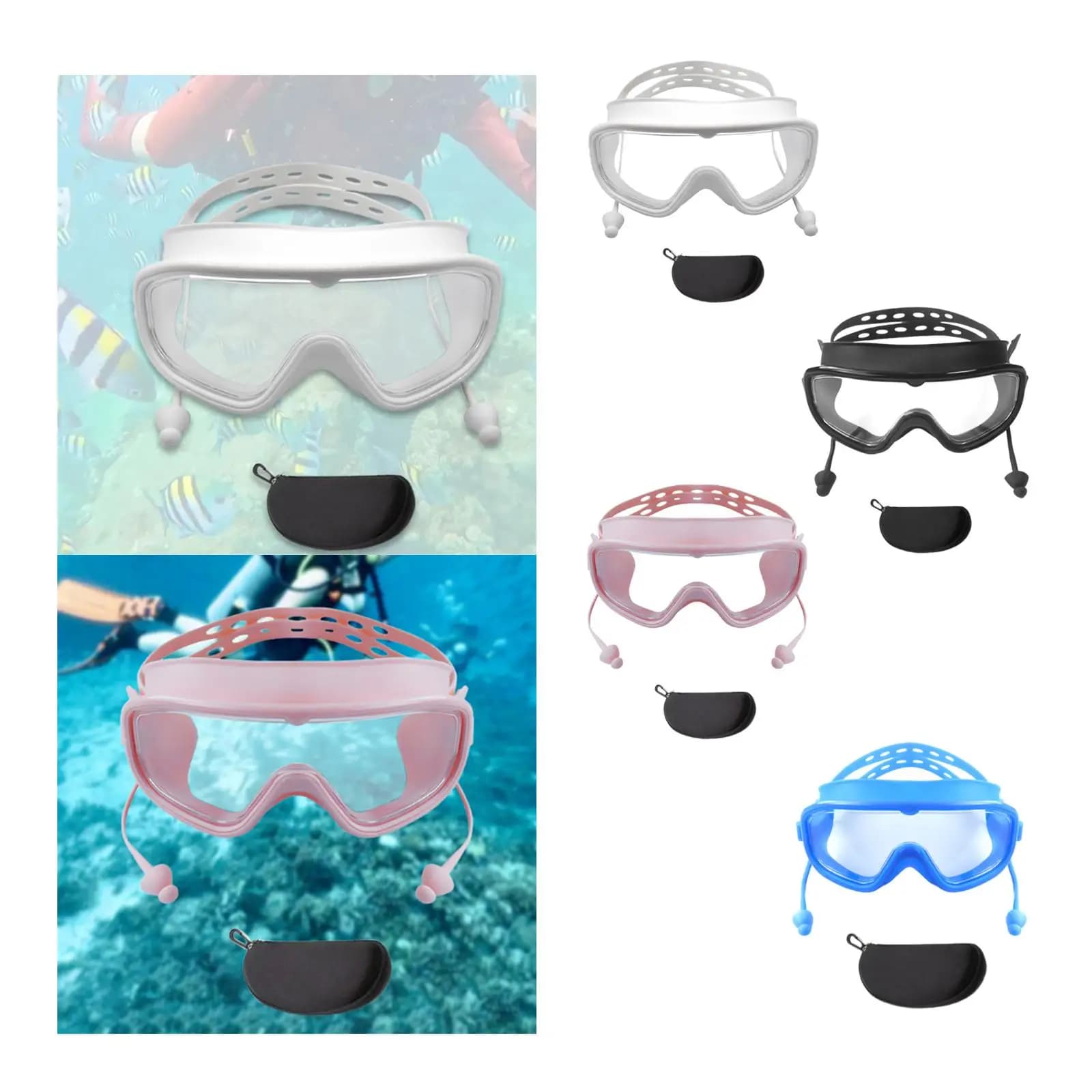 Adult swimwear Large-view swim glasses with adjustable snorkeling band