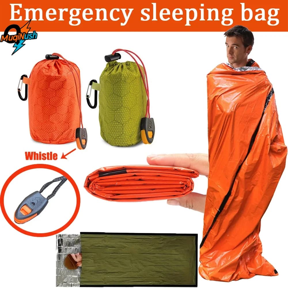 MuqiNush 1Pc Survival Cover PE Aluminium Film Hot Thermal Peel Anti-wind Waterproof by Camping Outdoor Skull