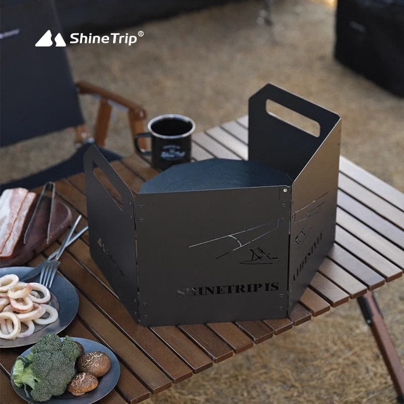 Parabrezza portatile da esterno ShineTrip Fornello da picnic da campeggio Raccolta piastra calda Parabrezza portatile pieghevole a quattro pieghe addensato