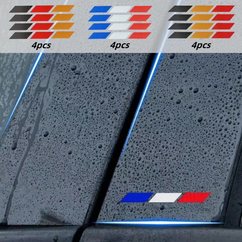 4Pcs Car center pillar,rearview mirror,steering whee sticker,Belgian flag,French flag,Dutch flag, German flag style