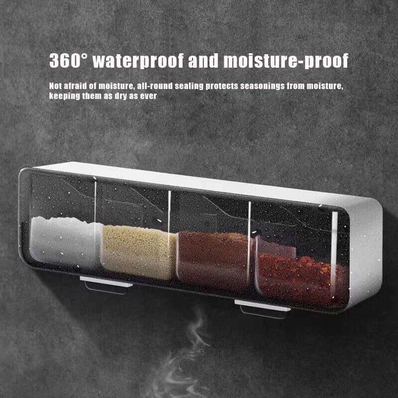 1 Set Spice Rack Scatola per condimenti a 4 griglie Contenitore per condimenti Contenitore per condimenti in plastica riutilizzabile Porta spezie