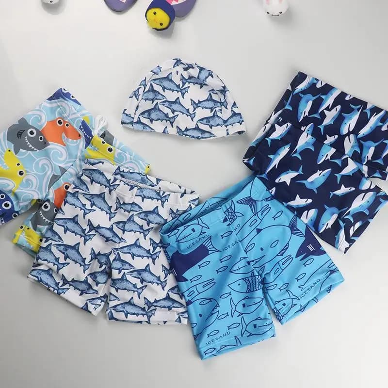Children's swimsuit, quick drying beach pants, unisex bath hood with geometric pattern for children from 0 years