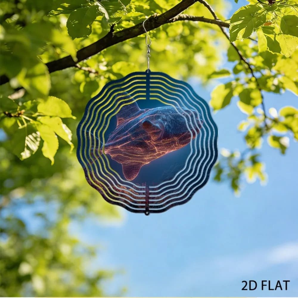 Garden Wind Chimes Large Fish Iron Outdoor Decor Luminous Underwater Marine Theme Yard Art