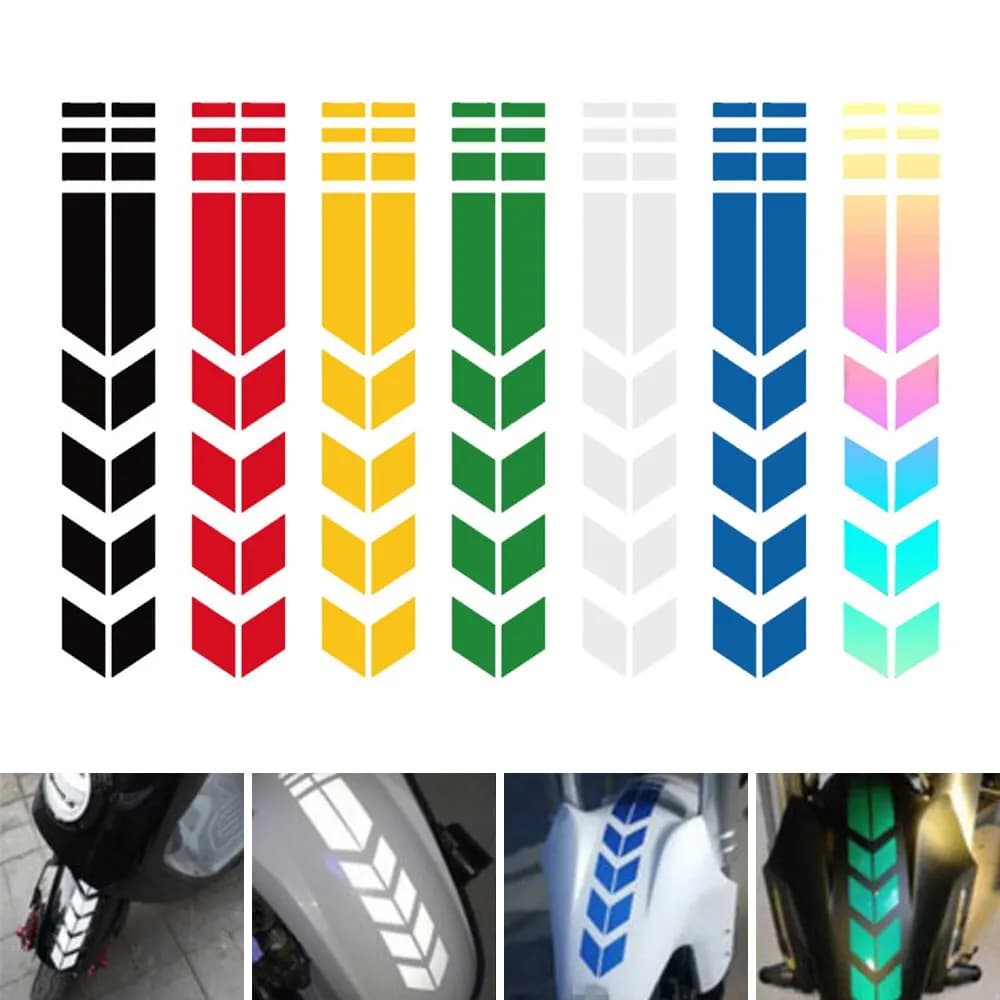 Adesivo moto universale con frecce, pasta Flash, impermeabile, resistente all'olio, adesivo riflettente, nastro moto, adesivo
