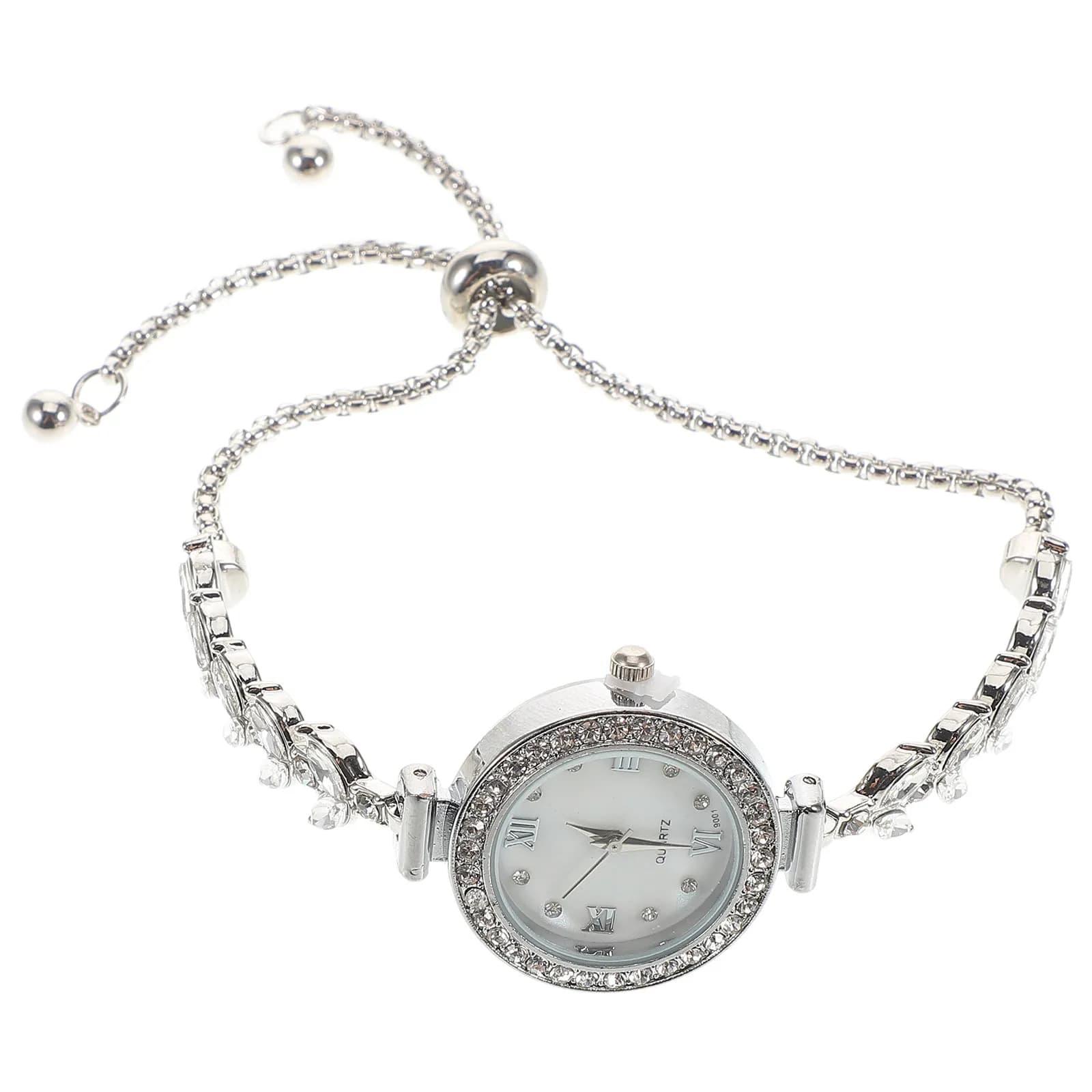 Orologio al Quarzo da Donna con Bracciale Argento, Design a Sirena, Quadrante Rotondo con Strass, Elegante Orologio da Polso di Lusso
