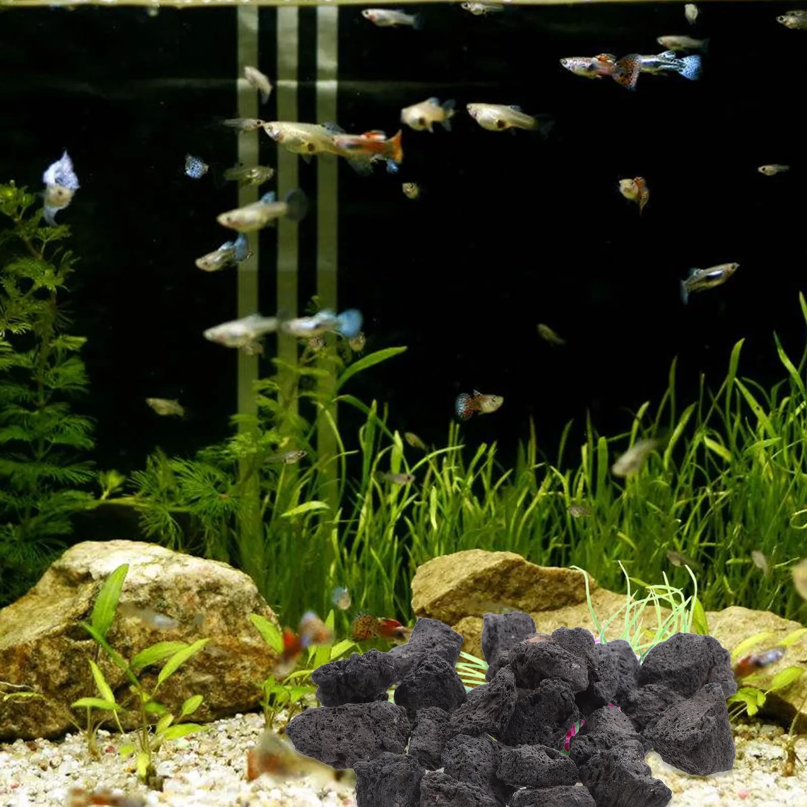 1Pack Volcanic Rock Natural Lava Stones Aquarium Decoration for Fish Tank Potted Plants Porous Breathable Landscape Adsorption