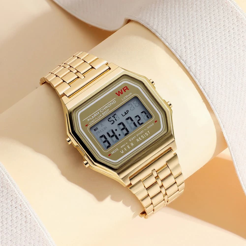 Orologio elettronico luminoso multifunzionale con cinturino in acciaio, sportivo, alla moda, per adolescenti e studenti maschi e femmine
