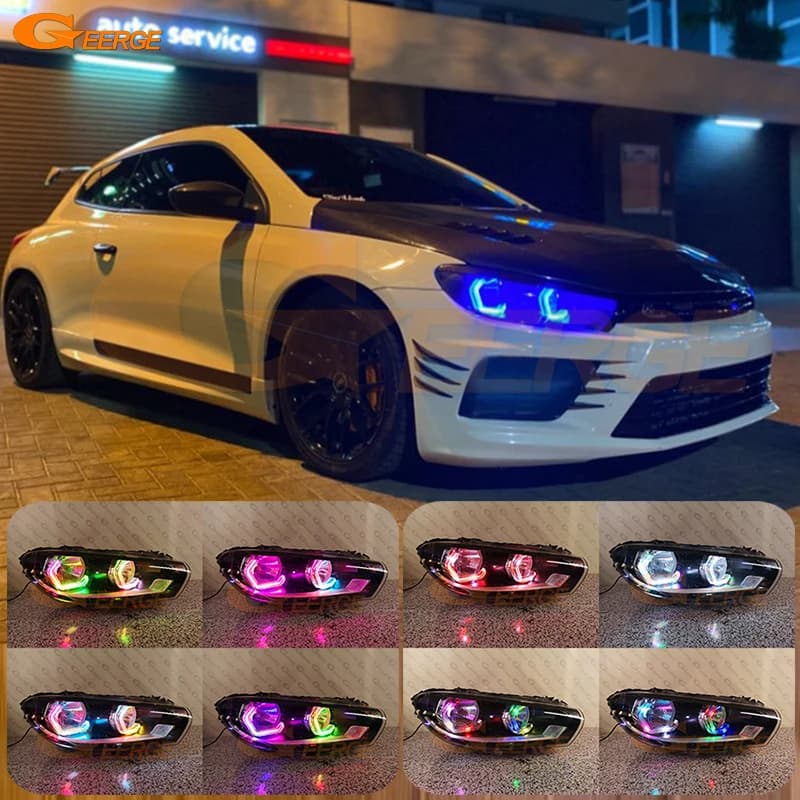 For Volkswagen VW Scirocco III Mk3 Crystal Concept M4 Iconic Sequential Dynamic Style Multi Color RGB LED Angel Eyes Halo Rings