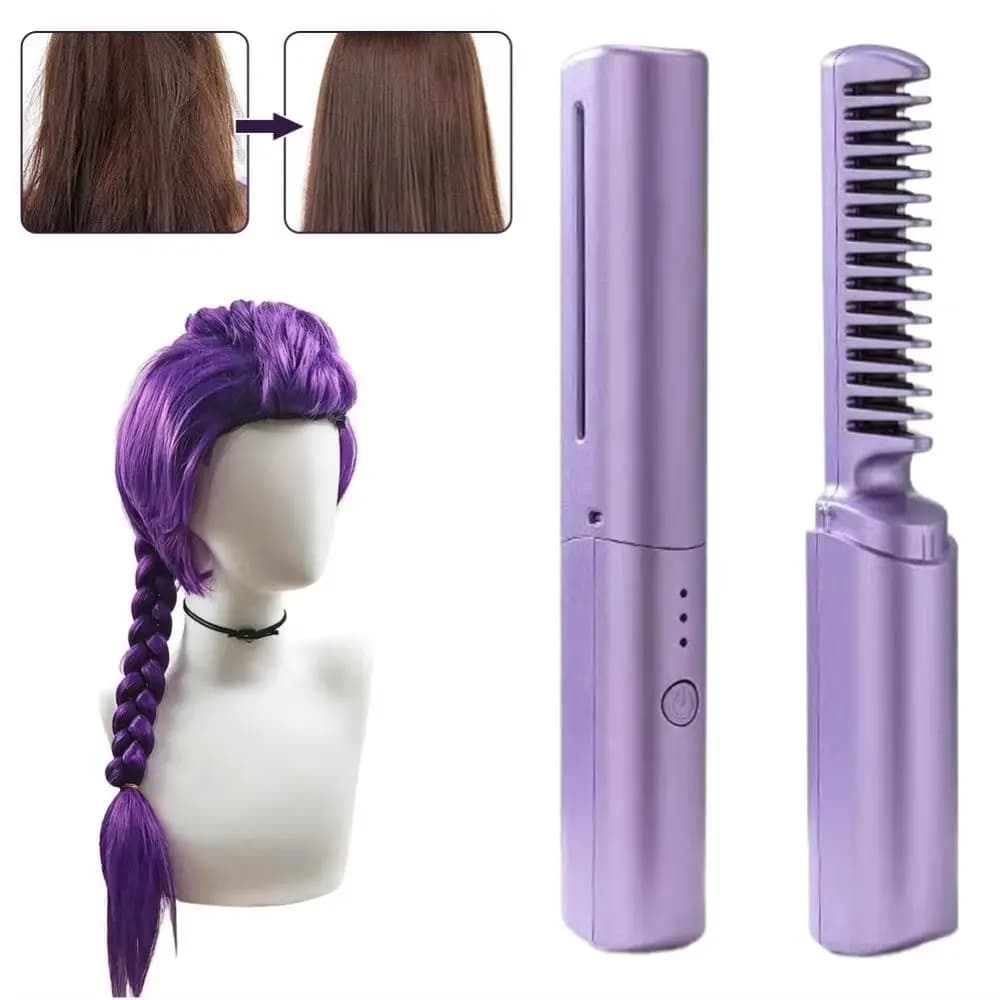 2 In 1 Lazy Wireless Hair Hot Comb Rechargeable USB Hair Straightener Wet And Dry Electric Fast Heating Comb Home Appliances