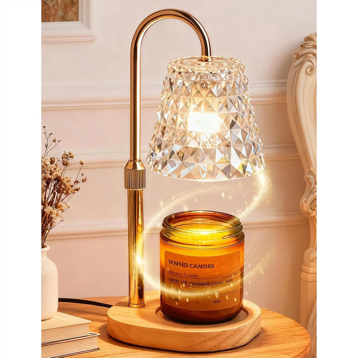 Lampada Scaldacera con Timer, Dimmerabile e Regolabile in Altezza per Candele in Vaso, Scioglitore di Cera Senza Fiamma Sicuro per Arredamento Casa e Regali