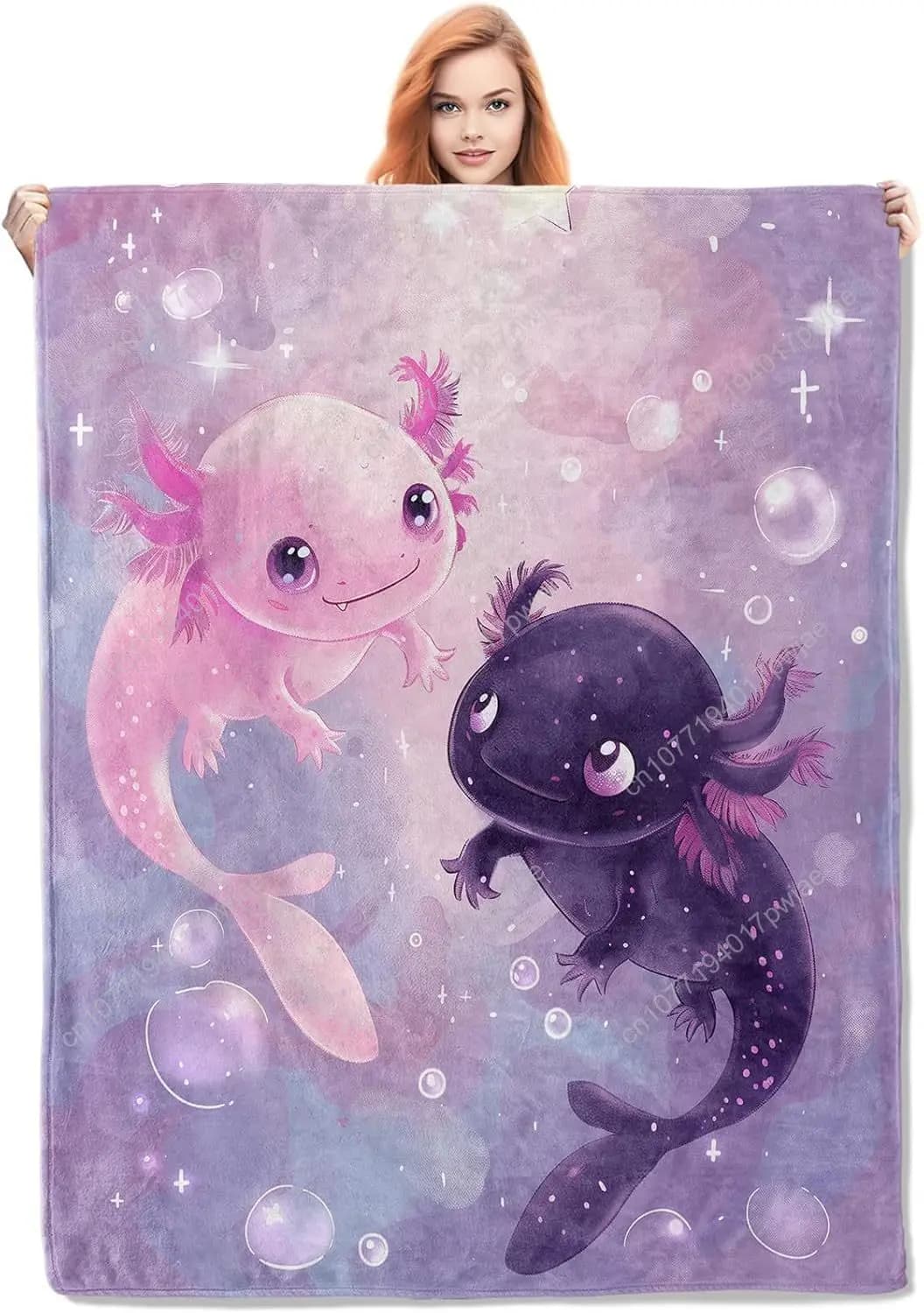 Coperta Axolotl Simpatiche coperte in flanella Axolotls Morbide calde, leggere e accoglienti, animali di peluche viola scuro, getta coperte personalizzate