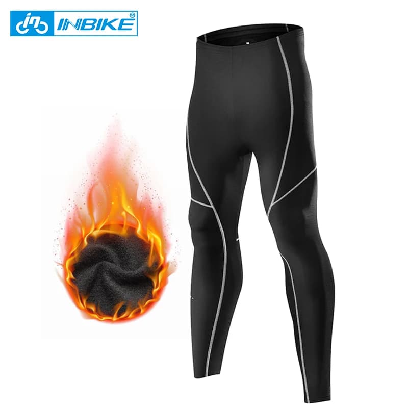 INBIKE pantaloni a compressione da uomo collant Leggings sportivi caldi invernali per la corsa collant da allenamento con tasche abbigliamento sportivo